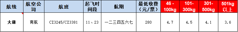 10月24号广州到大庸空运价格