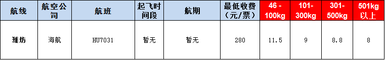 10月25号广州到潍坊空运价格